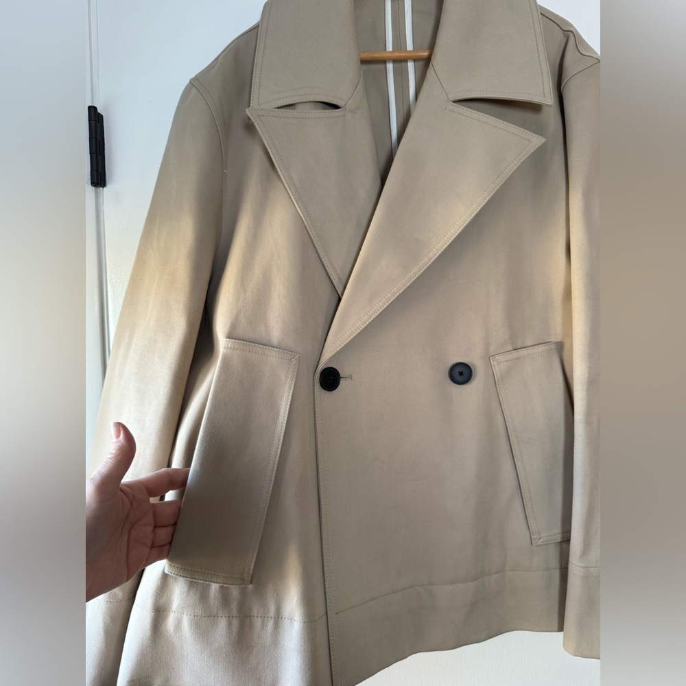 Zara Man Edition Short Trench Coat Jacket 100% Cotton Khaki Tan Medium - Picture 6 of 11